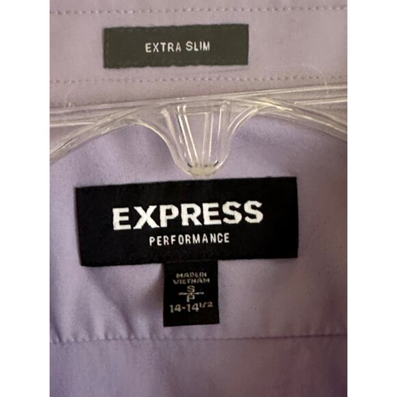 Men's Express Small Extra Slim Dress Shirt Light Purple Longsleeve Button Down - Picture 3 of 5